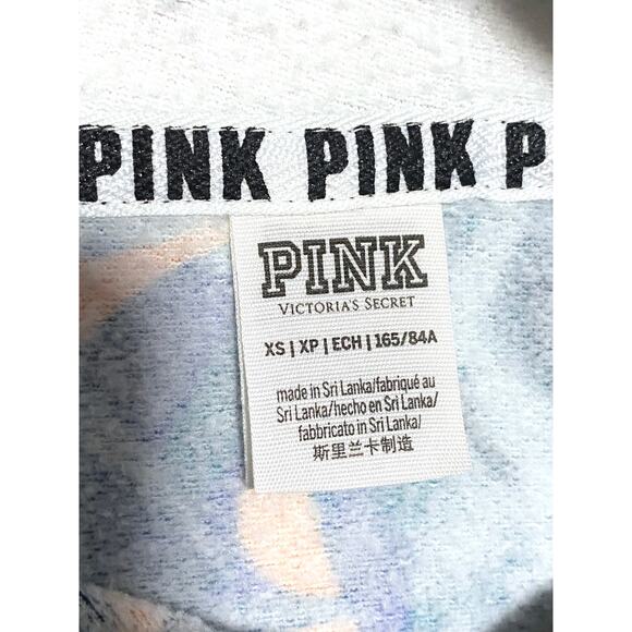 Pink Victorias Secret Spellout Zip Hoodie Jacket XS Tropical Palms Neon Dog Logo - Picture 6 of 7